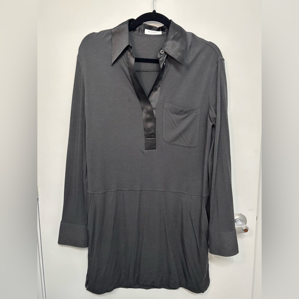 Equipment Black Modal Shirt Dress w/ Silk Detail